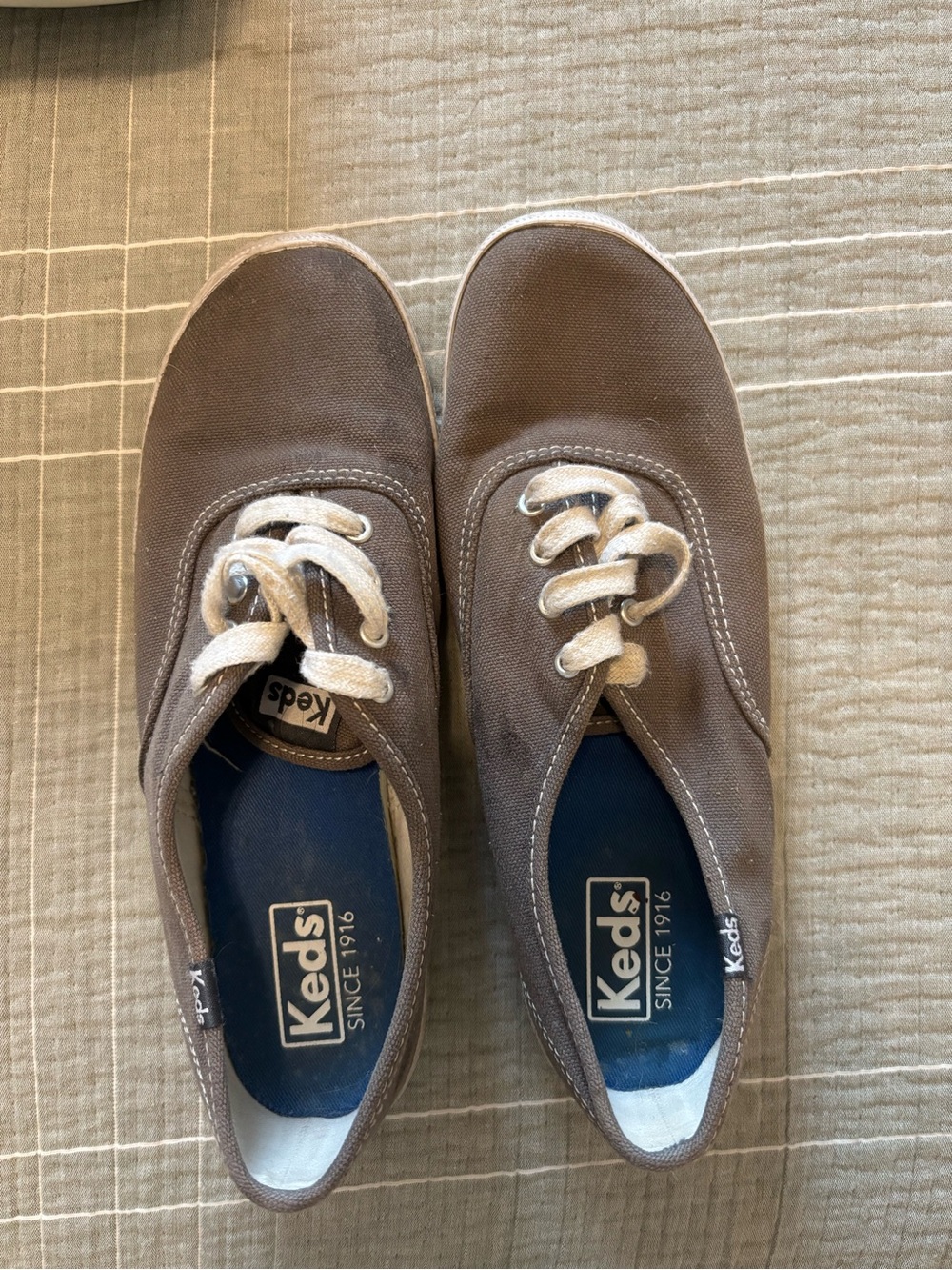 Keds Brown Canvas Low-Top Sneakers with White Laces